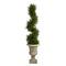 5ft. Pre-Lit Spiral Cypress Artificial Christmas Tree in Sand Finished Urn, Clear LED Lights